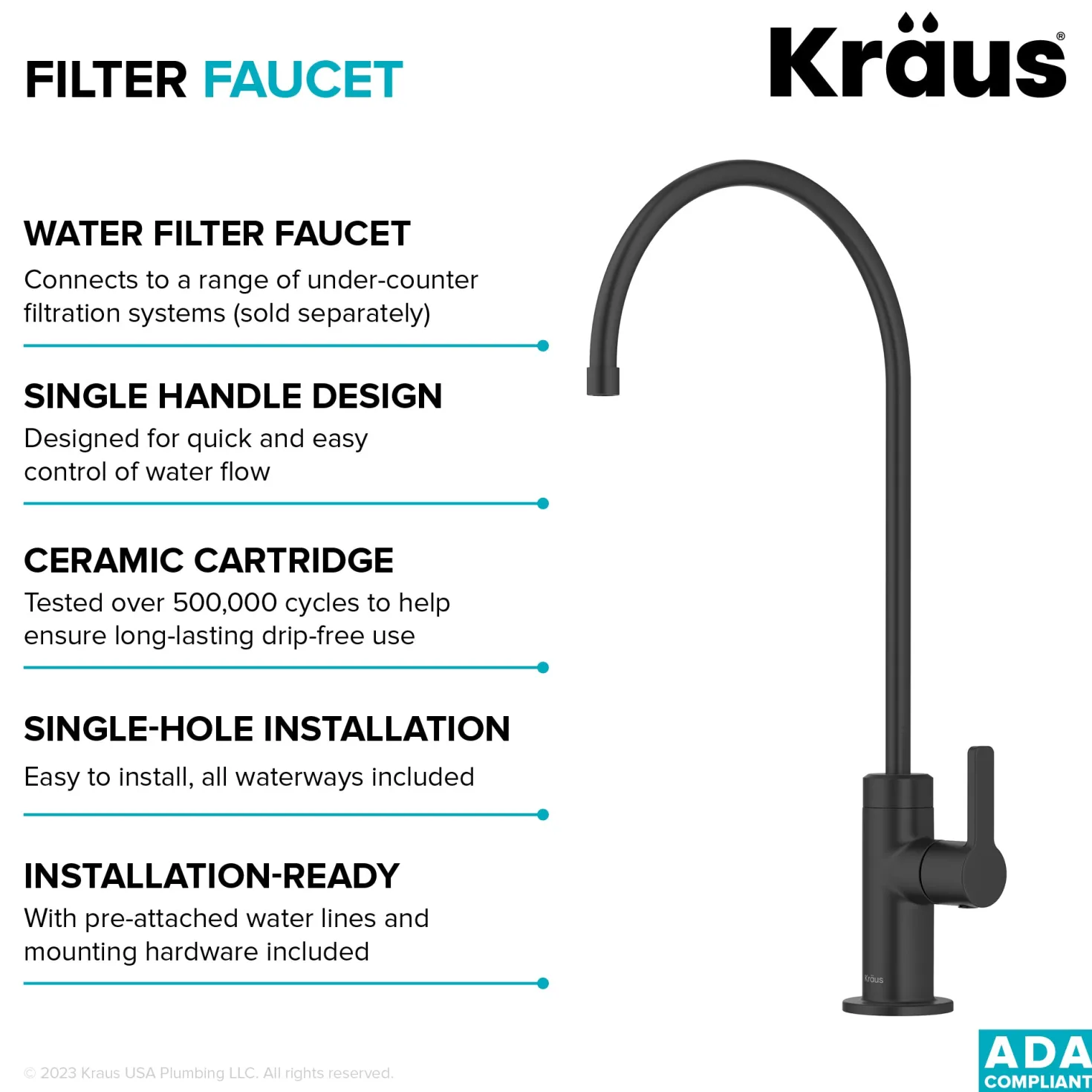 KRAUS Oletto Drinking Water Filter Faucet in Matte Black