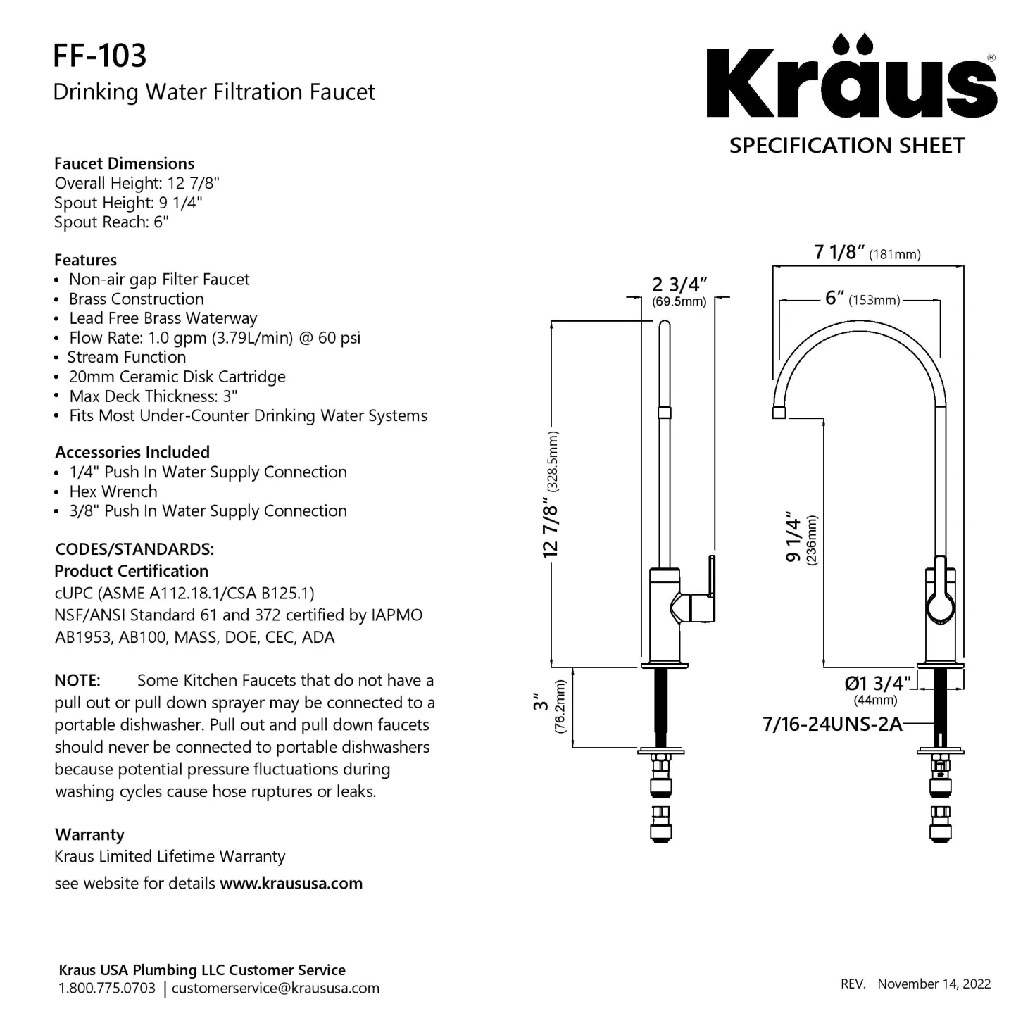 KRAUS Oletto Drinking Water Filter Faucet in Matte Black
