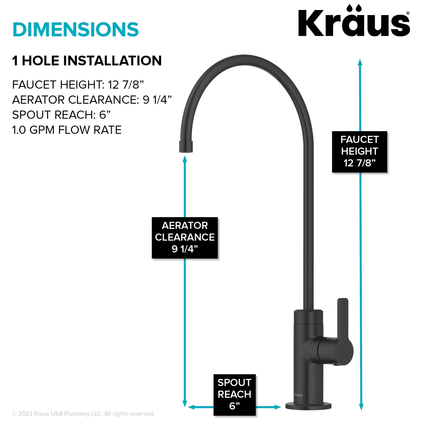 KRAUS Oletto Drinking Water Filter Faucet in Matte Black