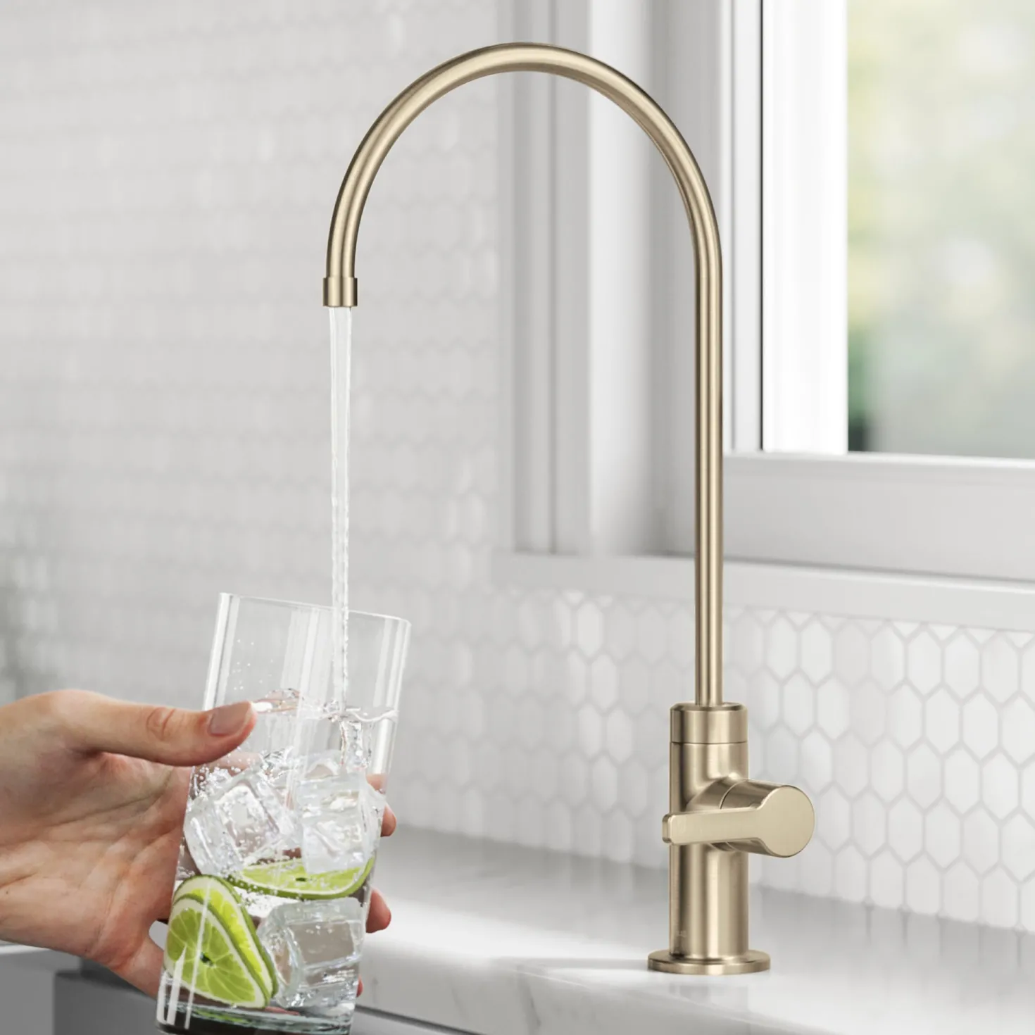 KRAUS Oletto Drinking Water Filter Faucet in Spot-Free Antique Champagne Bronze