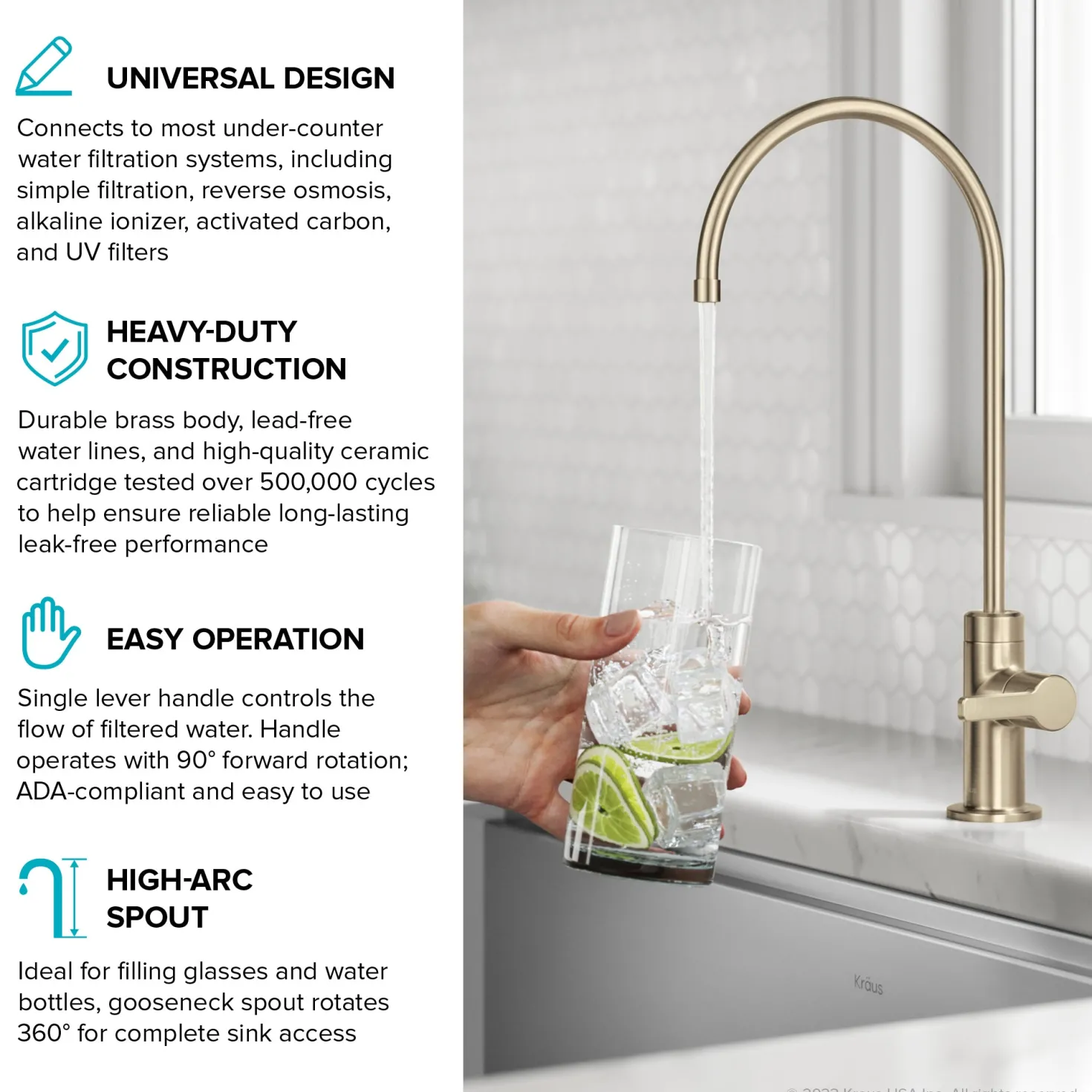 KRAUS Oletto Drinking Water Filter Faucet in Spot-Free Antique Champagne Bronze