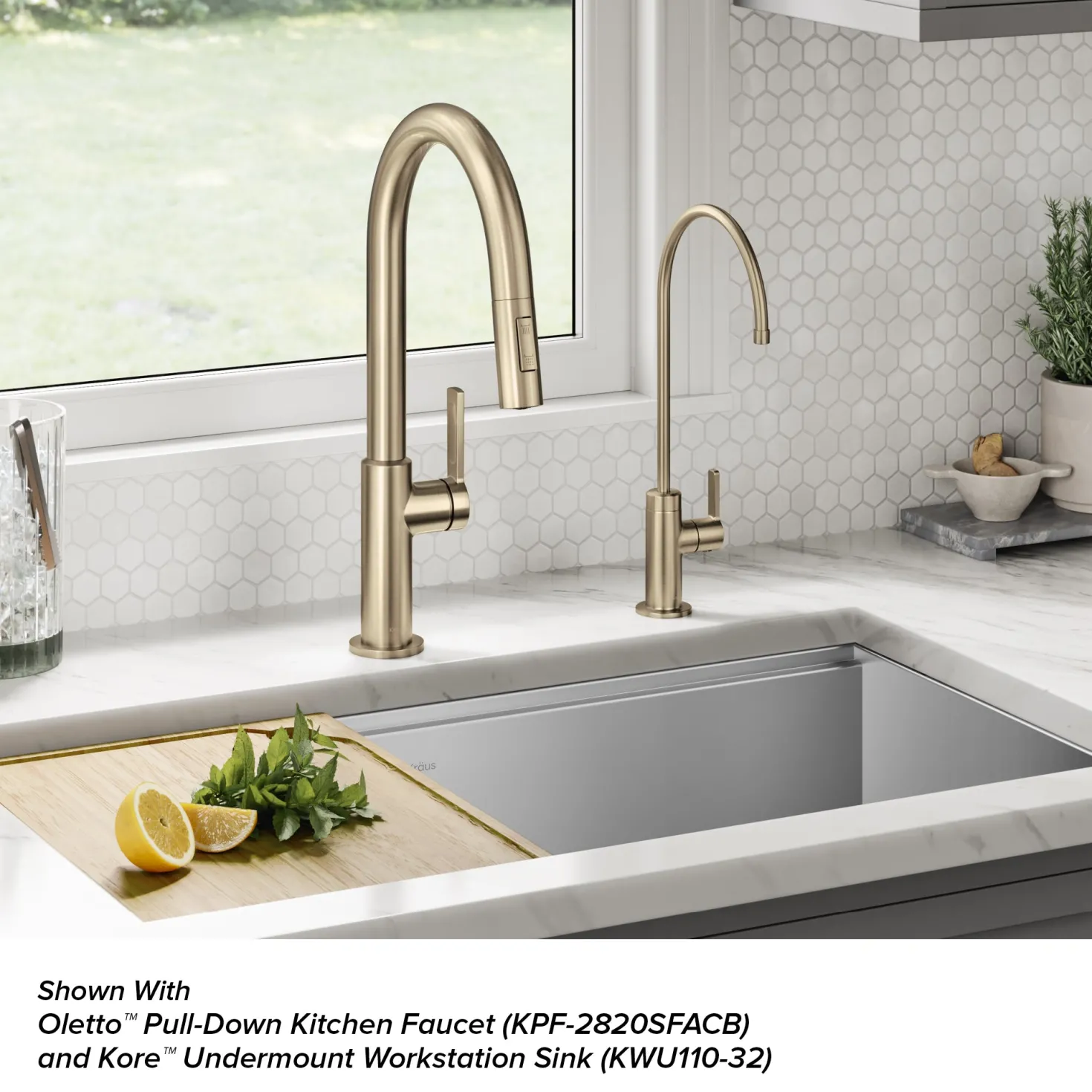KRAUS Oletto Drinking Water Filter Faucet in Spot-Free Antique Champagne Bronze