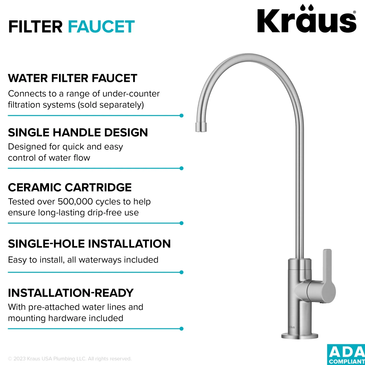 KRAUS Oletto Drinking Water Filter Faucet in Spot-Free Stainless Steel