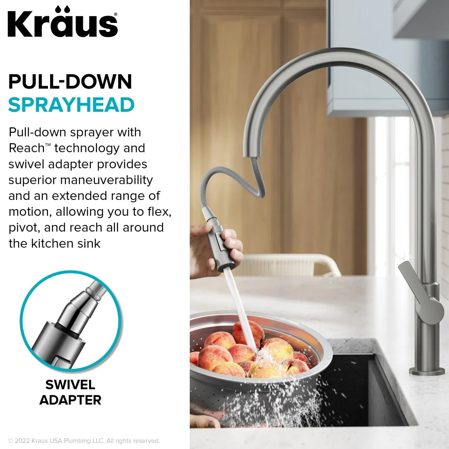 KRAUS Oletto High-Arc Chrome Single Handle Pull-Down Kitchen Faucet