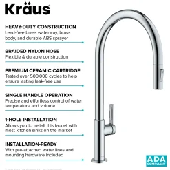 KRAUS Oletto High-Arc Chrome Single Handle Pull-Down Kitchen Faucet