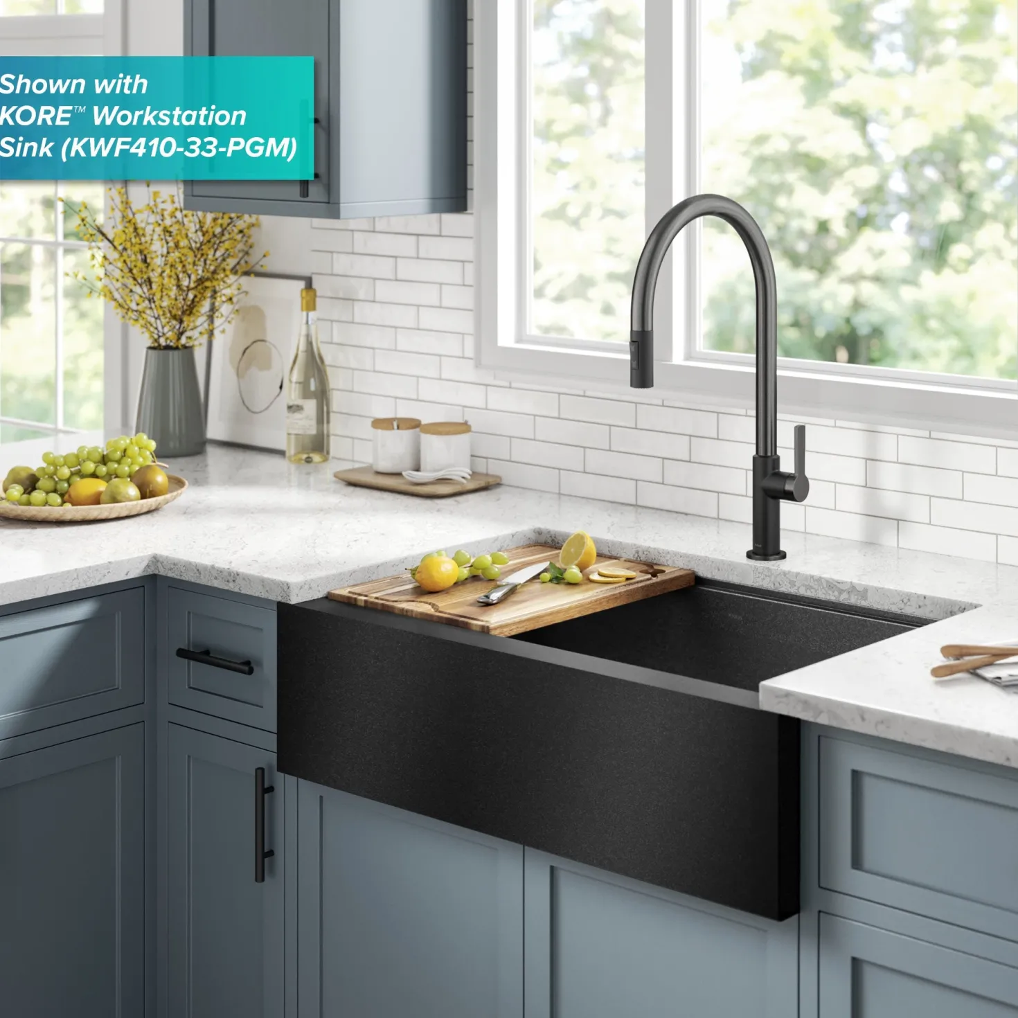 KRAUS Oletto High-Arc Matte Black & Black Stainless Steel Pull-Down Kitchen Faucet