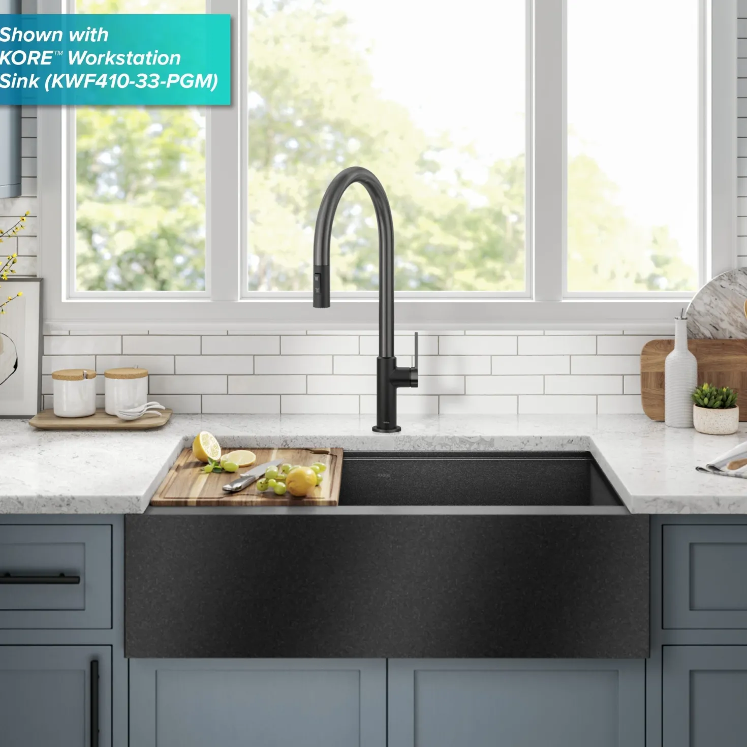 KRAUS Oletto High-Arc Matte Black & Black Stainless Steel Pull-Down Kitchen Faucet