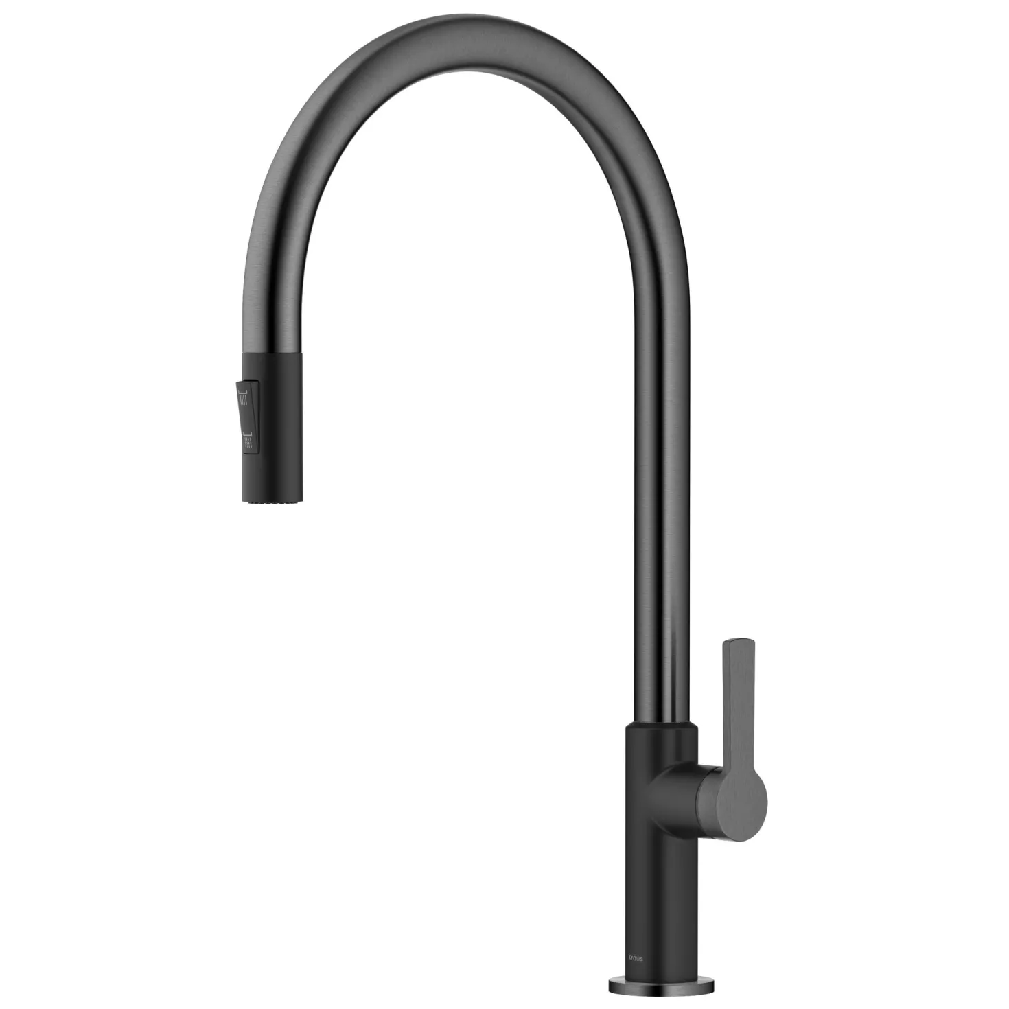KRAUS Oletto High-Arc Matte Black & Black Stainless Steel Pull-Down Kitchen Faucet