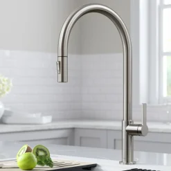 KRAUS Oletto High-Arc Single Handle Pull-Down Kitchen Faucet in Spot Free Stainless Steel