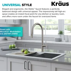 KRAUS Oletto High-Arc Single Handle Pull-Down Kitchen Faucet in Spot Free Stainless Steel
