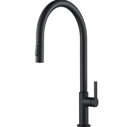 KRAUS Oletto High-Arc Single Handle Pull-Down Kitchen Faucet in Matte Black