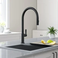 KRAUS Oletto High-Arc Single Handle Pull-Down Kitchen Faucet in Matte Black