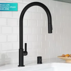 KRAUS Oletto High-Arc Single Handle Pull-Down Kitchen Faucet in Matte Black