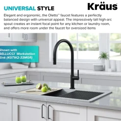 KRAUS Oletto High-Arc Single Handle Pull-Down Kitchen Faucet in Matte Black