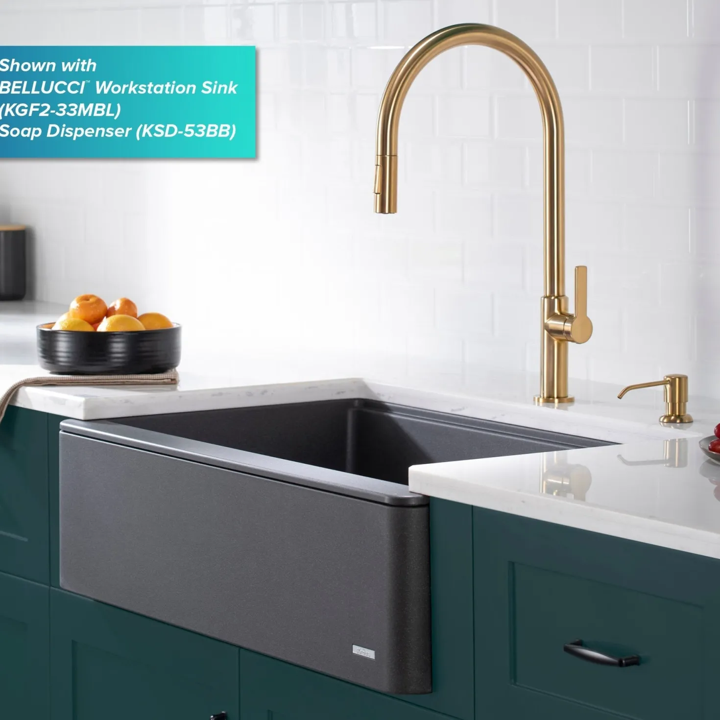 KRAUS Oletto High-Arc Single Handle Pull-Down Kitchen Faucet in Brushed Brass