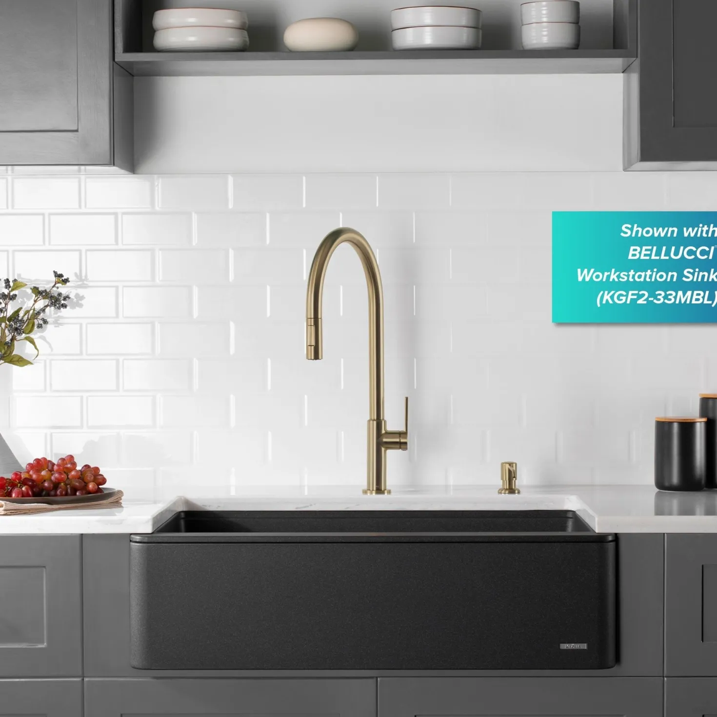 KRAUS Oletto High-Arc Single Handle Pull-Down Kitchen Faucet in Spot Free Antique Champagne Bronze