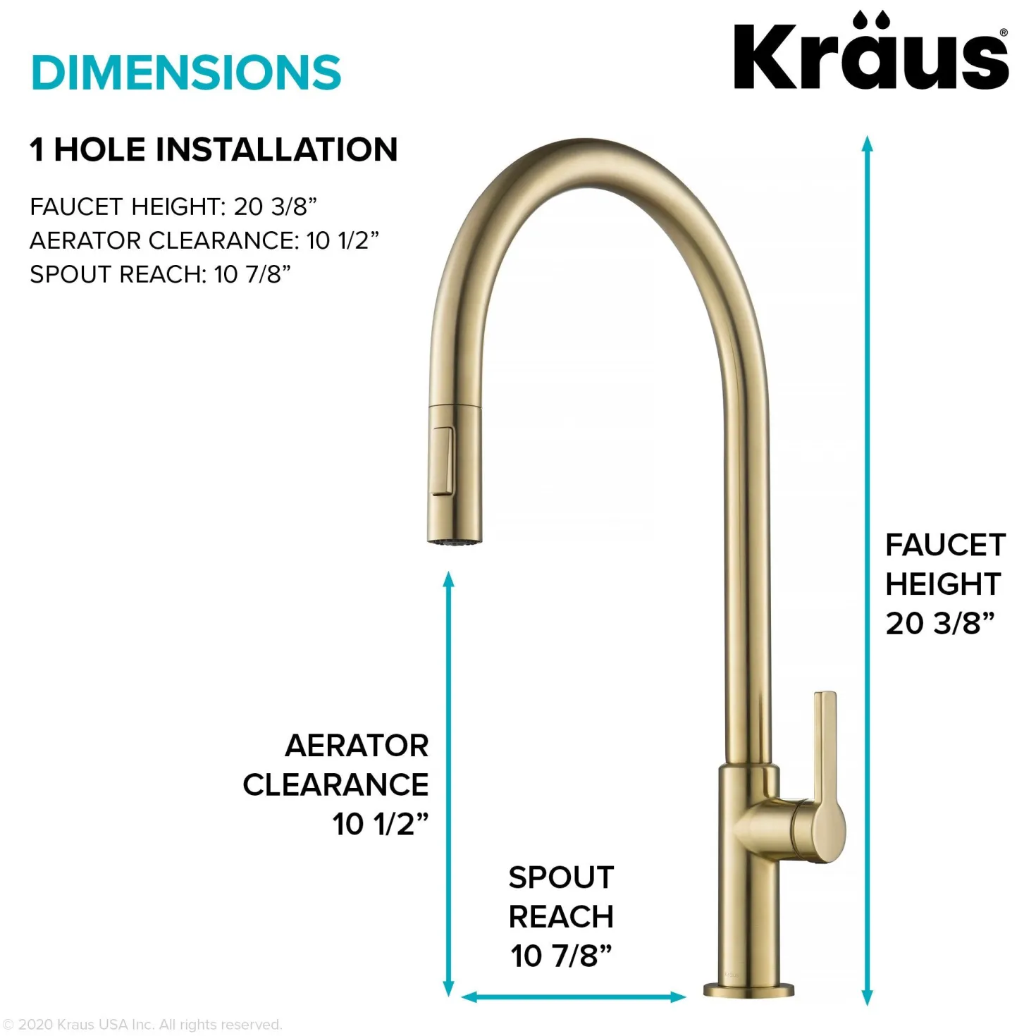 KRAUS Oletto High-Arc Single Handle Pull-Down Kitchen Faucet in Spot Free Antique Champagne Bronze