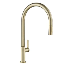 KRAUS Oletto High-Arc Single Handle Pull-Down Kitchen Faucet in Spot Free Antique Champagne Bronze