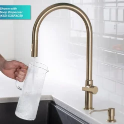 KRAUS Oletto High-Arc Single Handle Pull-Down Kitchen Faucet in Spot Free Antique Champagne Bronze