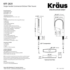 KRAUS Oletto 2-in-1 Commercial Style Kitchen Faucet with Integrated Water Filter Dispenser in Spot Free Stainless