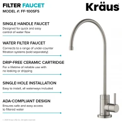 KRAUS Oletto Pull-Down Kitchen Faucet & Purita Water Filter Faucet in Spot Free Stainless Steel