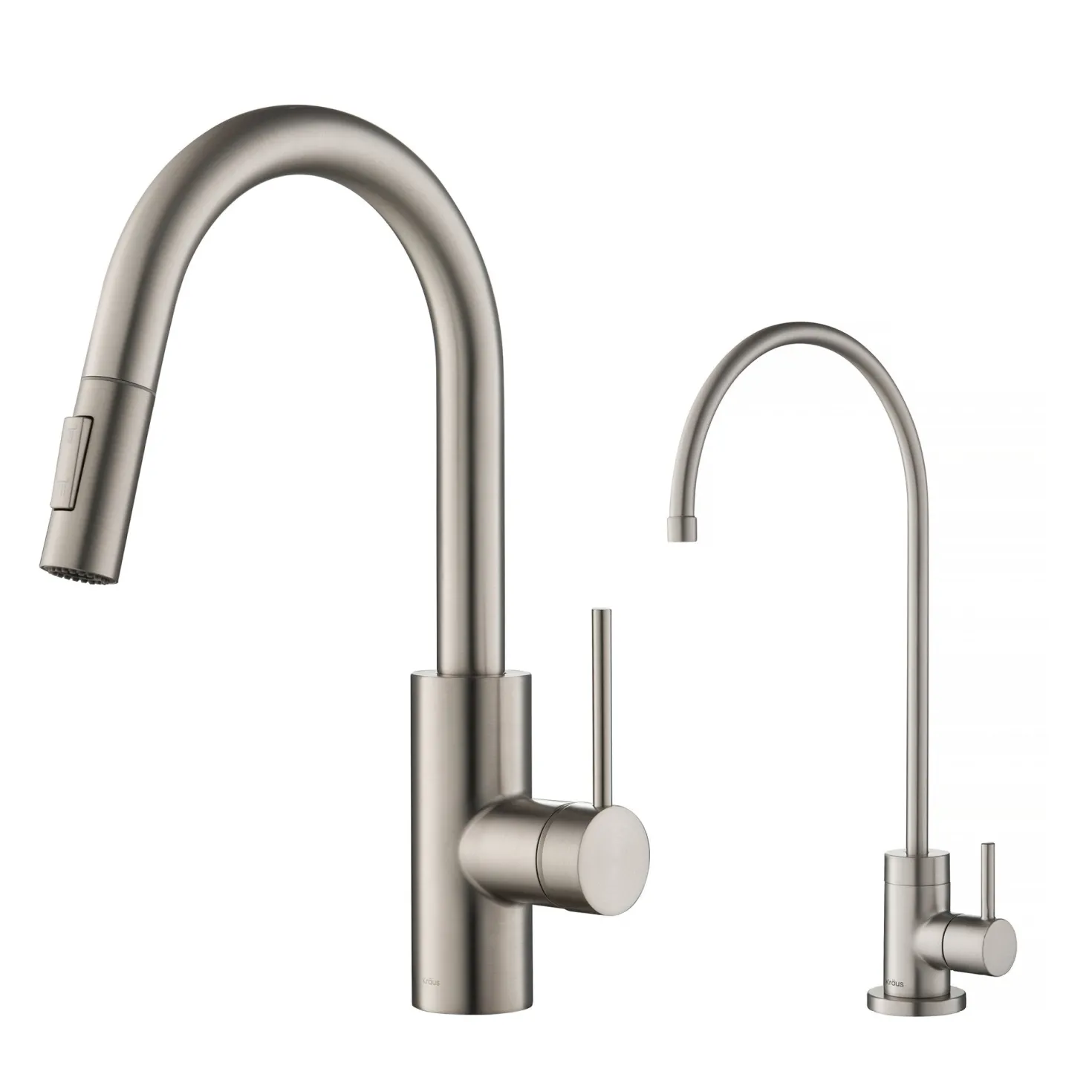 KRAUS Oletto Pull-Down Kitchen Faucet & Purita Water Filter Faucet in Spot Free Stainless Steel
