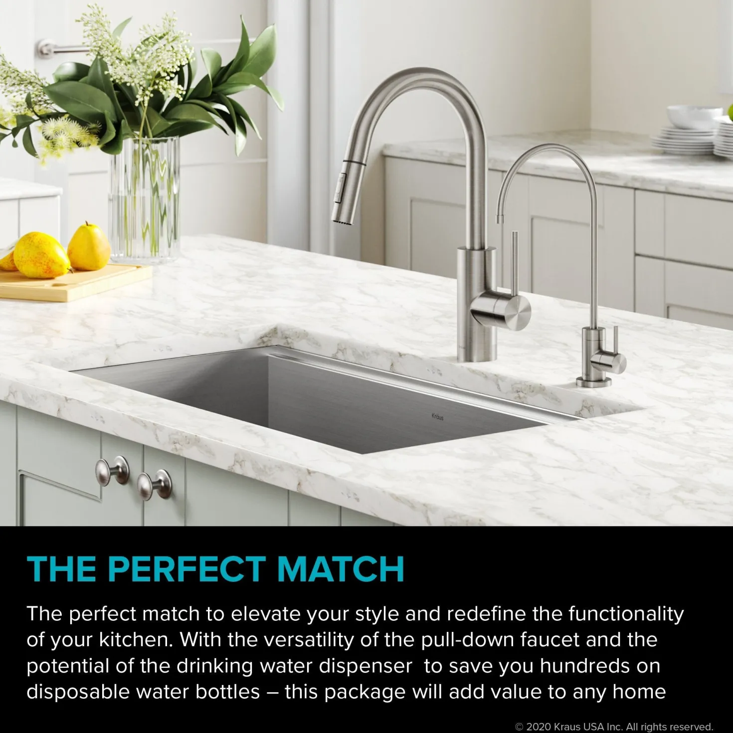 KRAUS Oletto Pull-Down Kitchen Faucet & Purita Water Filter Faucet in Spot Free Stainless Steel