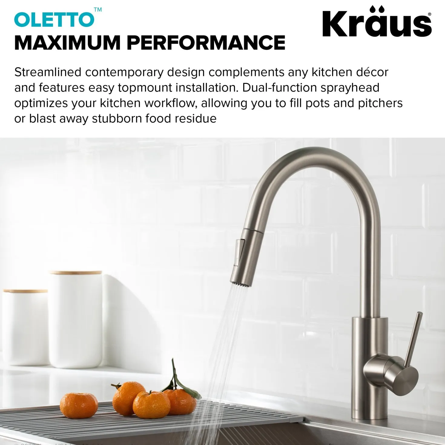 KRAUS Oletto Pull-Down Kitchen Faucet & Purita Water Filter Faucet in Spot Free Stainless Steel