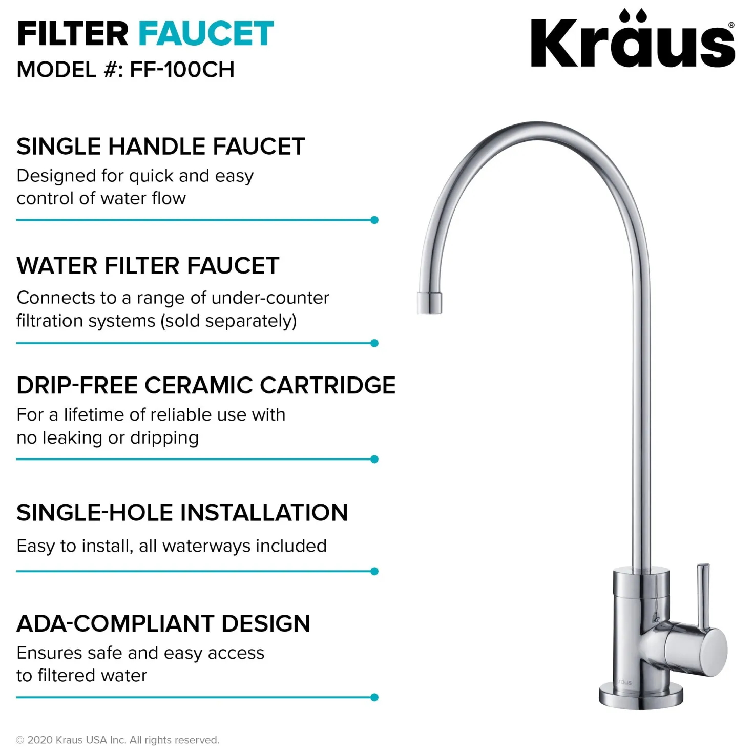 KRAUS Oletto Pull-Down Kitchen Faucet & Purita Water Filter Faucet in Chrome