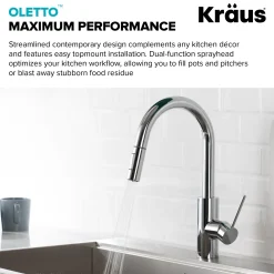 KRAUS Oletto Pull-Down Kitchen Faucet & Purita Water Filter Faucet in Chrome