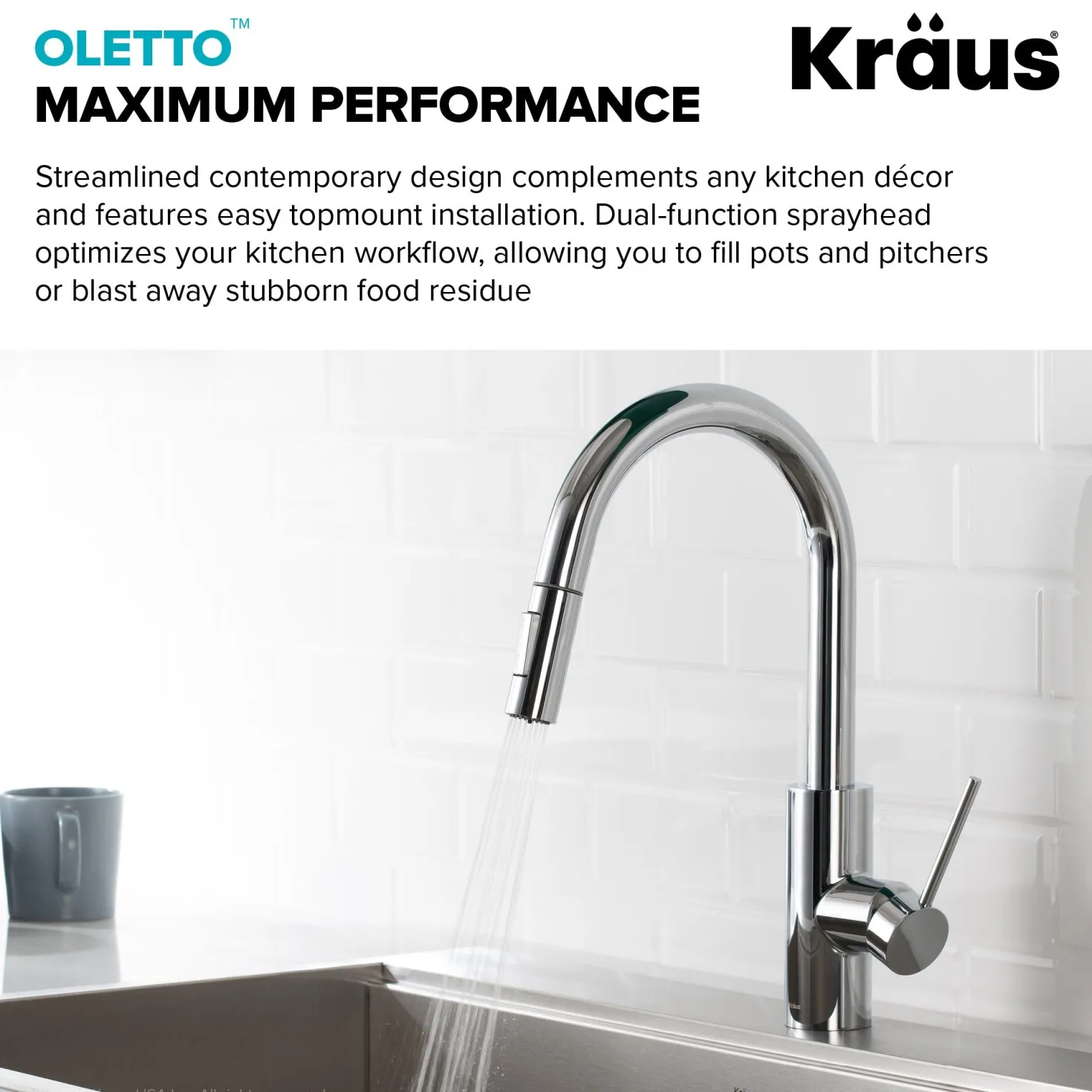 KRAUS Oletto Pull-Down Kitchen Faucet & Purita Water Filter Faucet in Chrome