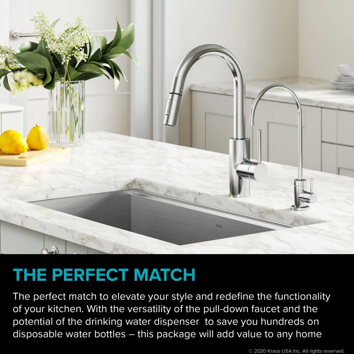 KRAUS Oletto Pull-Down Kitchen Faucet & Purita Water Filter Faucet in Chrome