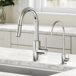 KRAUS Oletto Pull-Down Kitchen Faucet & Purita Water Filter Faucet in Chrome