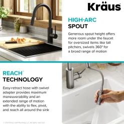 KRAUS Oletto Pull-Down Single Handle Kitchen Faucet in Matte Black