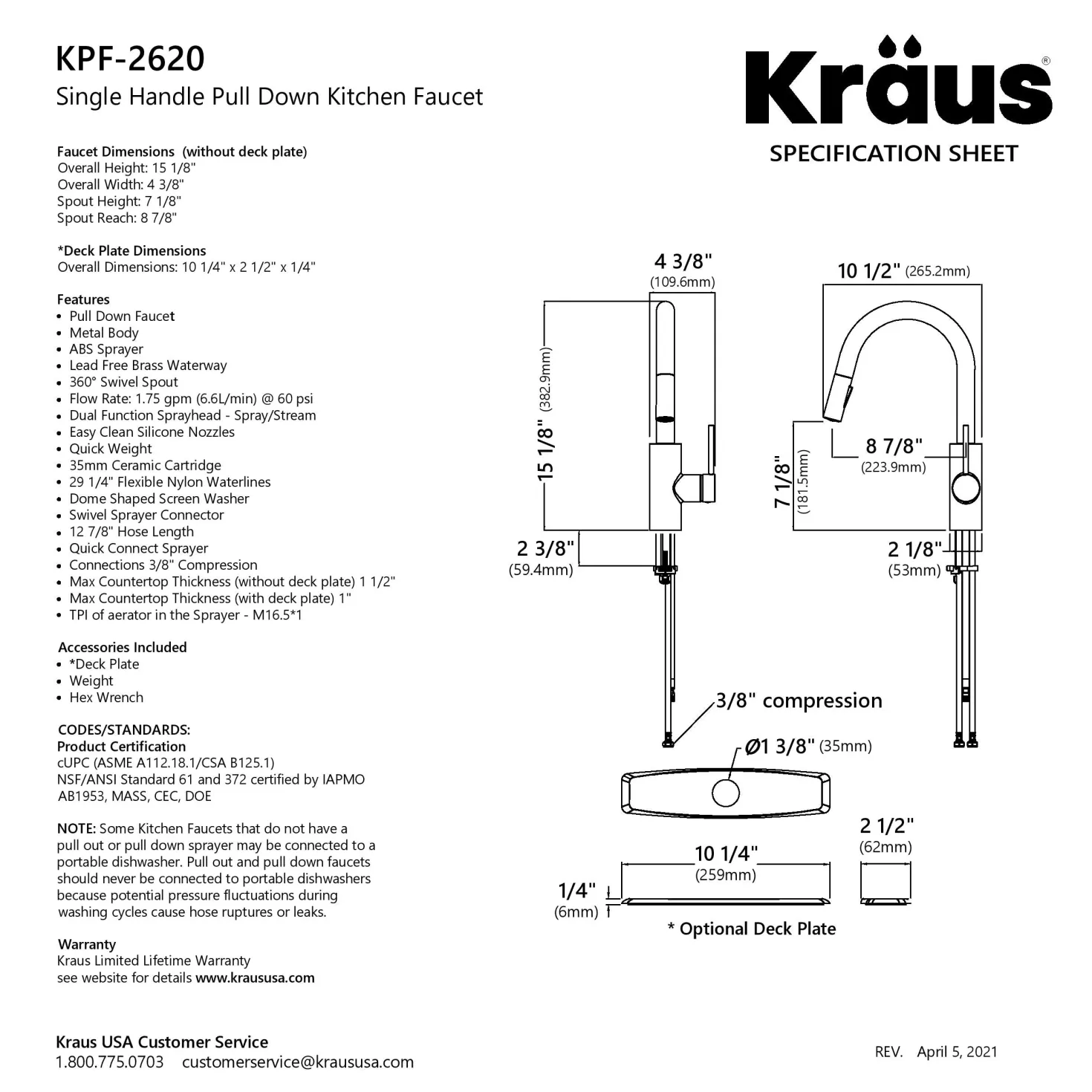KRAUS Oletto Pull-Down Single Handle Kitchen Faucet in Spot Free Antique Champagne Bronze