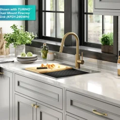KRAUS Oletto Pull-Down Single Handle Kitchen Faucet in Spot Free Antique Champagne Bronze
