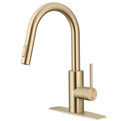 KRAUS Oletto Pull-Down Single Handle Kitchen Faucet in Spot Free Antique Champagne Bronze