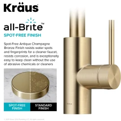 KRAUS Oletto Pull-Down Single Handle Kitchen Faucet in Spot Free Antique Champagne Bronze