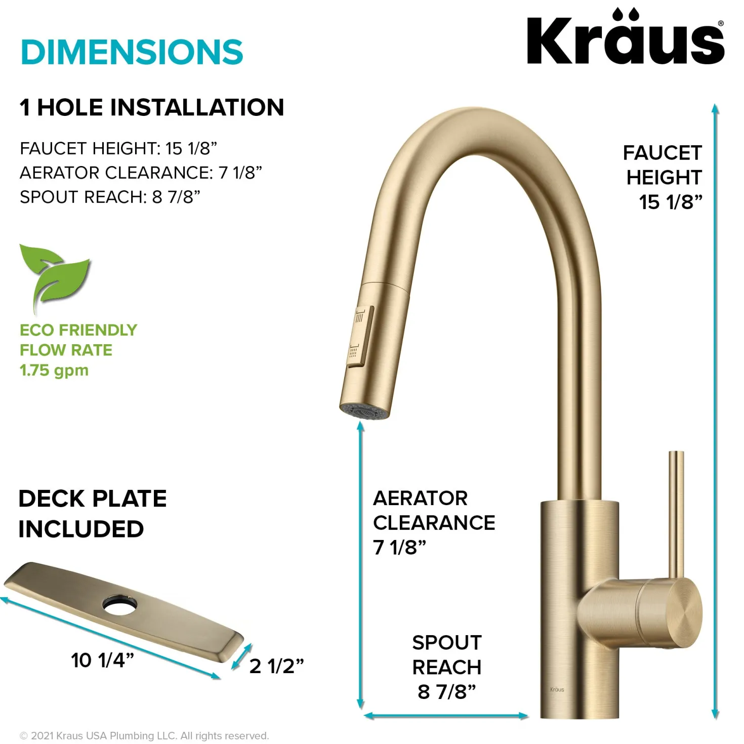 KRAUS Oletto Pull-Down Single Handle Kitchen Faucet in Spot Free Antique Champagne Bronze