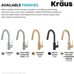 KRAUS Oletto Pull-Down Single Handle Kitchen Faucet in Spot Free Antique Champagne Bronze