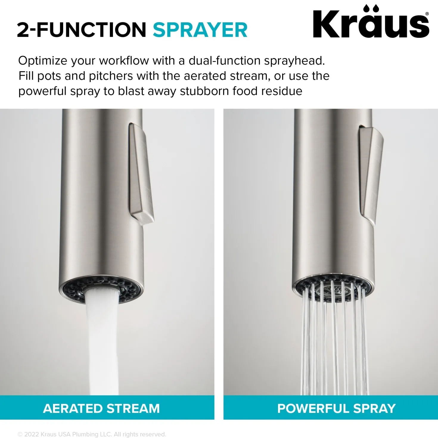 KRAUS Oletto Single Handle Brushed Brass & Matte Black Pull-Down Kitchen Faucet