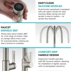 KRAUS Oletto Single Handle Brushed Brass & Matte Black Pull-Down Kitchen Faucet