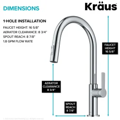 KRAUS Oletto Single Handle Chrome Pull-Down Kitchen Faucet