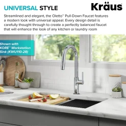 KRAUS Oletto Single Handle Chrome Pull-Down Kitchen Faucet