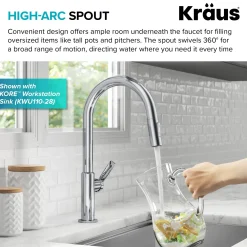 KRAUS Oletto Single Handle Chrome Pull-Down Kitchen Faucet