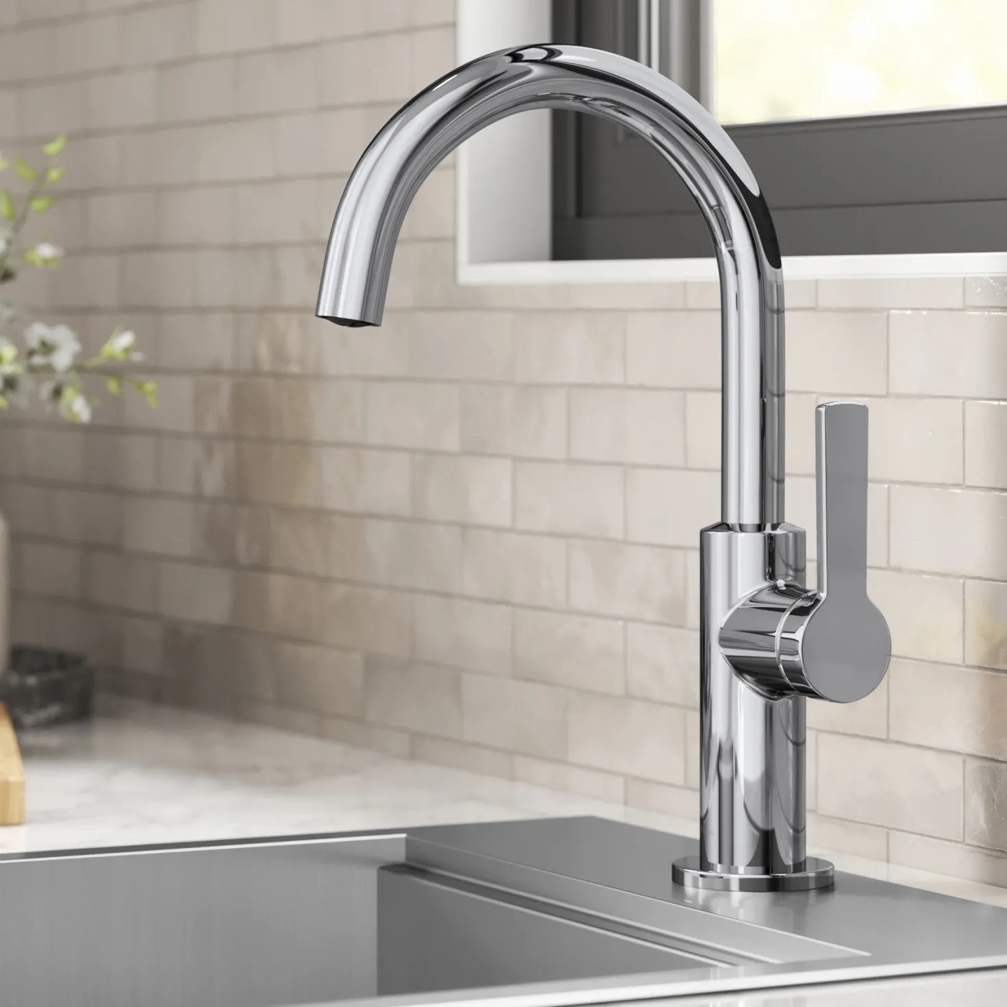 KRAUS Oletto Single Handle Chrome Kitchen Bar Faucet