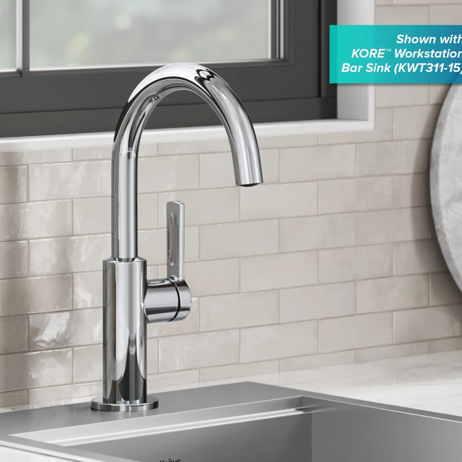 KRAUS Oletto Single Handle Chrome Kitchen Bar Faucet