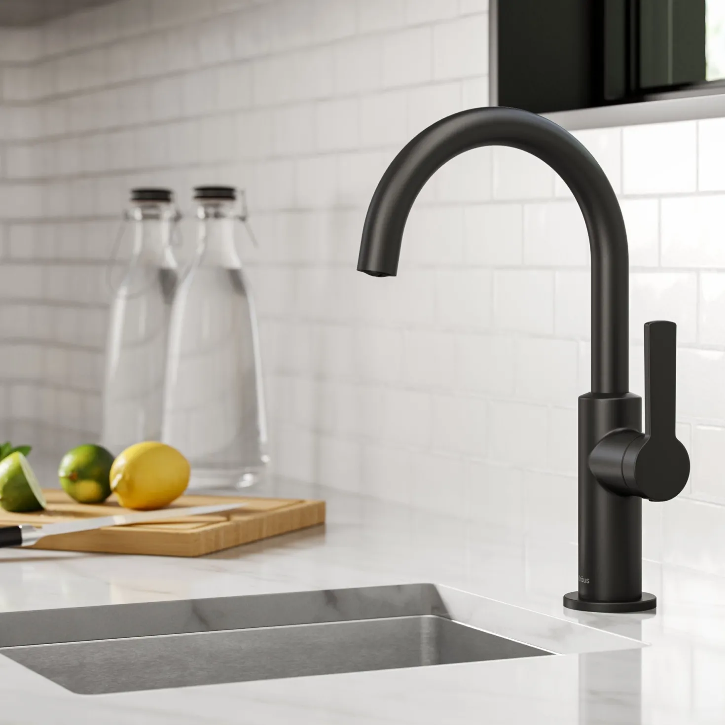 KRAUS Oletto Single Handle Kitchen Bar Faucet in Matte Black