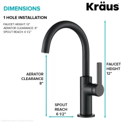 KRAUS Oletto Single Handle Kitchen Bar Faucet in Matte Black