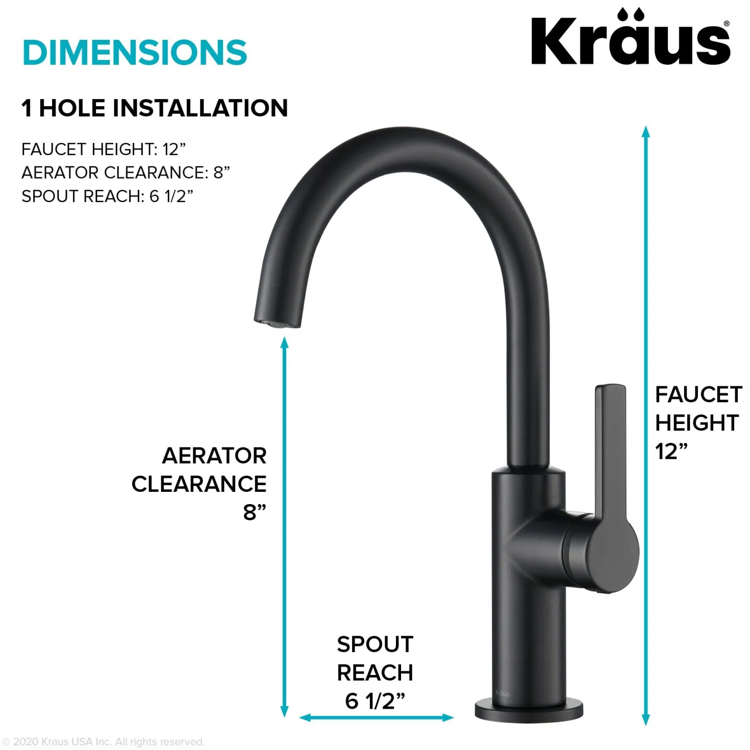 KRAUS Oletto Single Handle Kitchen Bar Faucet in Matte Black